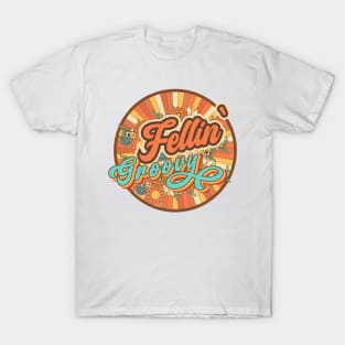 Fellin groovy Runner retro quote  gift for running Vintage floral pattern T-Shirt